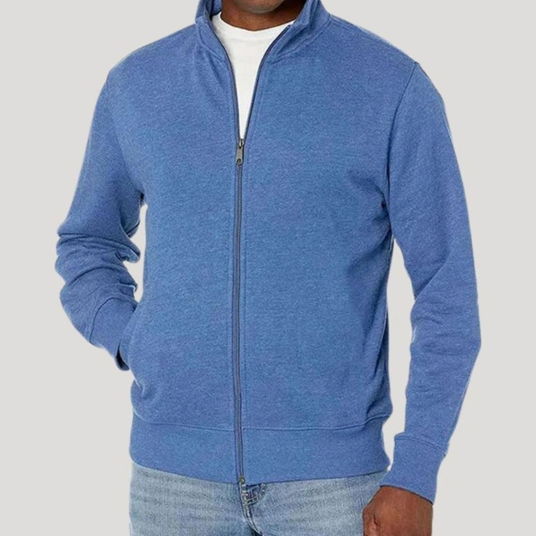 Men's Full-Zip Mock-Neck Fleece Sweatshirt Jacket