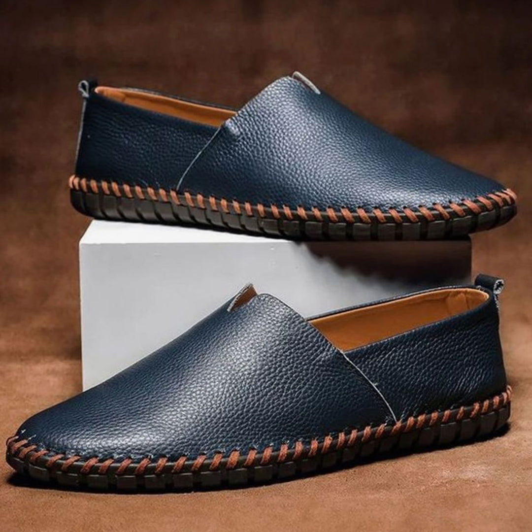 Men's Hand-Stitched Leather Slip-On Loafers