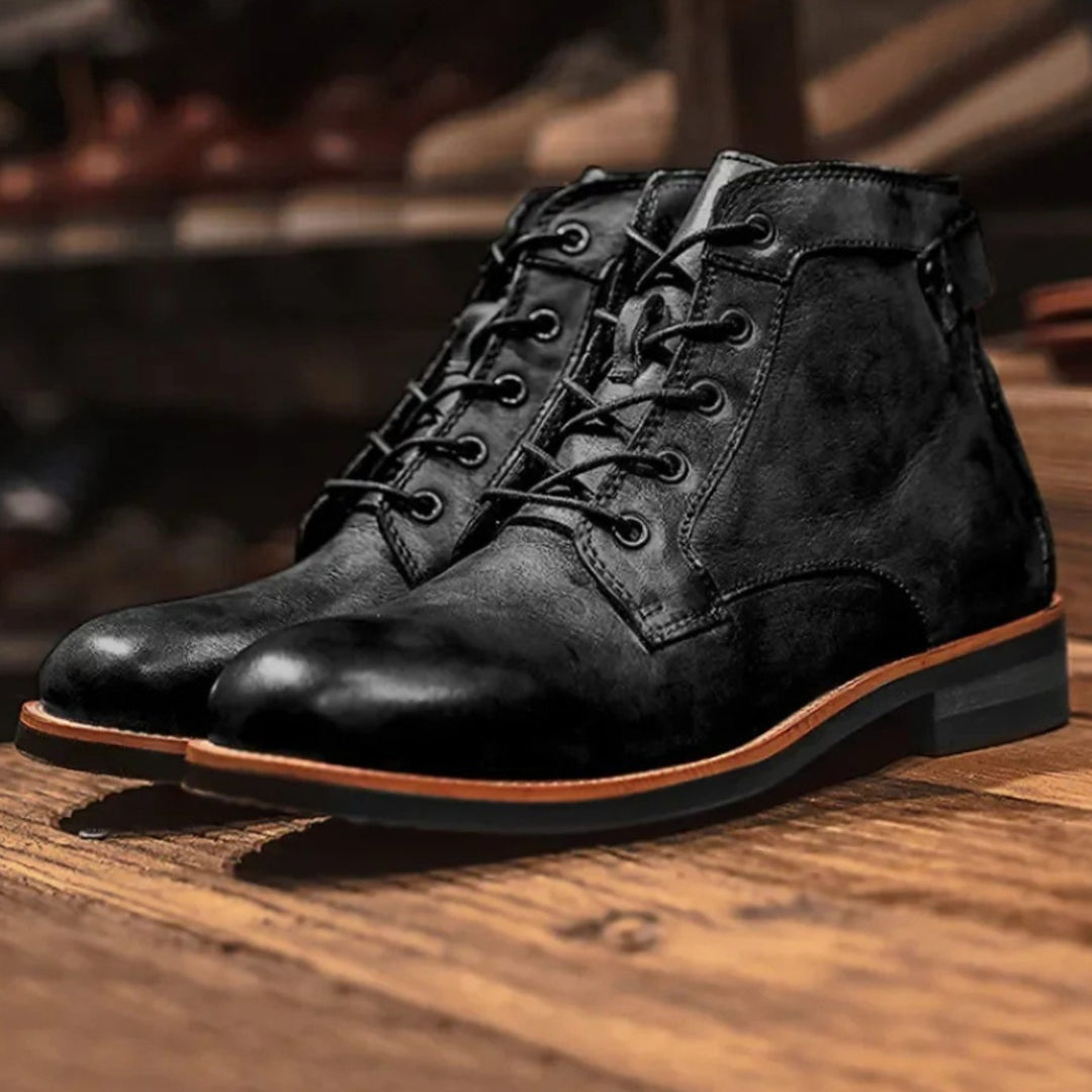 Men's Lace-Up Ankle Boots Casual Leather-Look Chukka