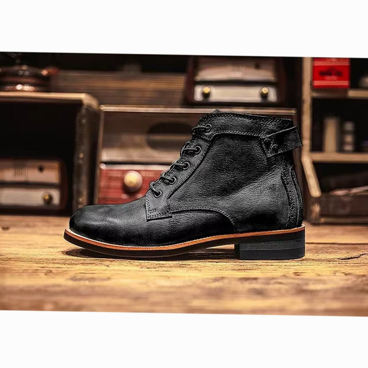 Men's Lace-Up Ankle Boots Casual Leather-Look Chukka