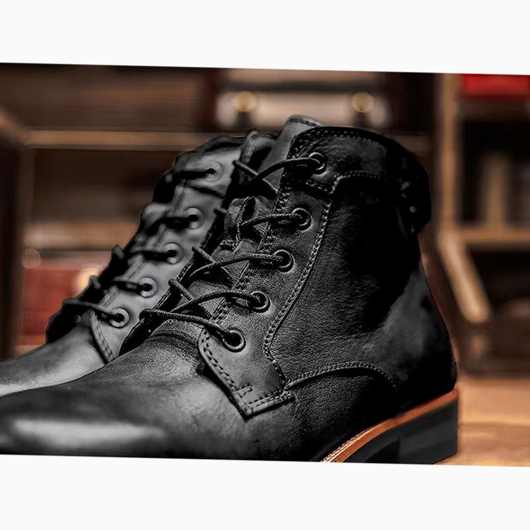 Men's Lace-Up Ankle Boots Casual Leather-Look Chukka