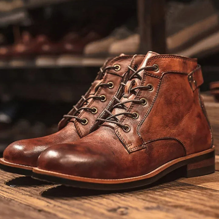 Men's Lace-Up Ankle Boots Casual Leather-Look Chukka