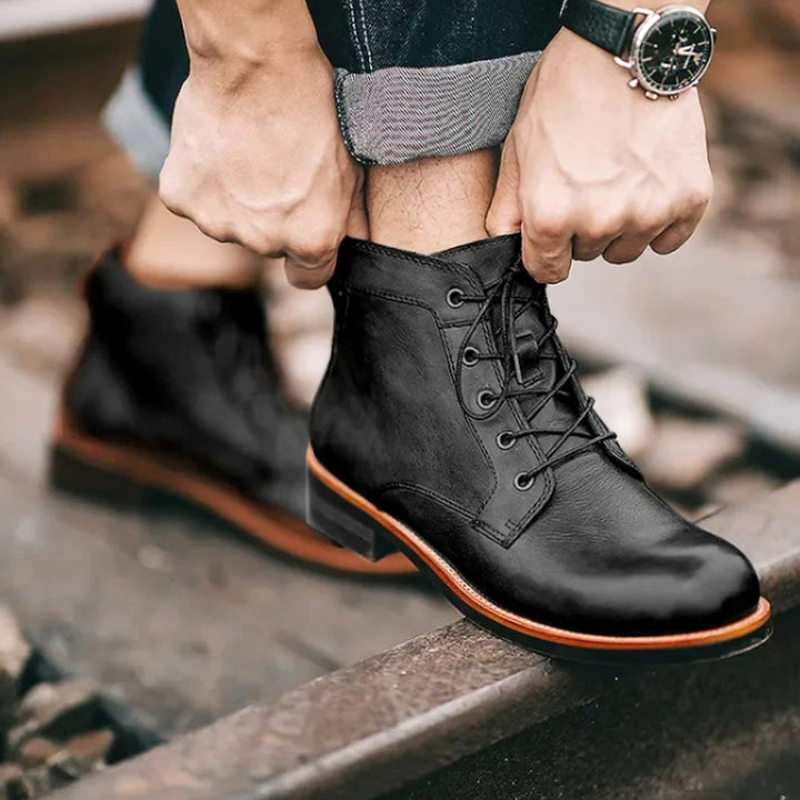 Men's Lace-Up Ankle Boots Casual Leather-Look Chukka