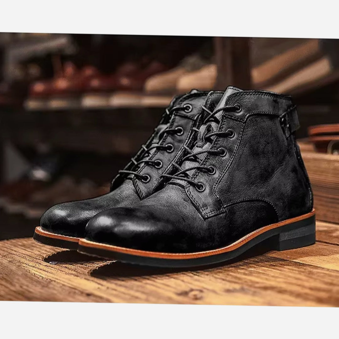 Men's Lace-Up Ankle Boots Casual Leather-Look Chukka