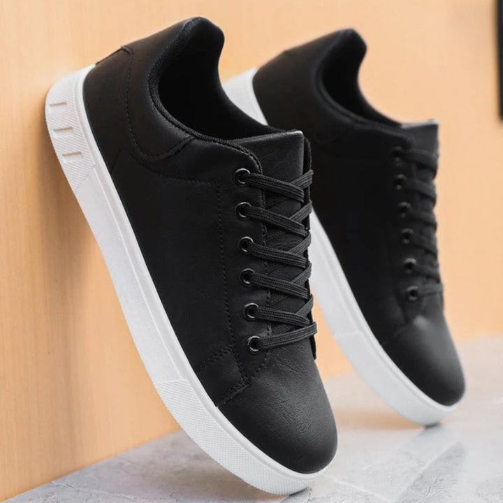 Men's Lace-Up Faux Leather Casual Flatform Trainers