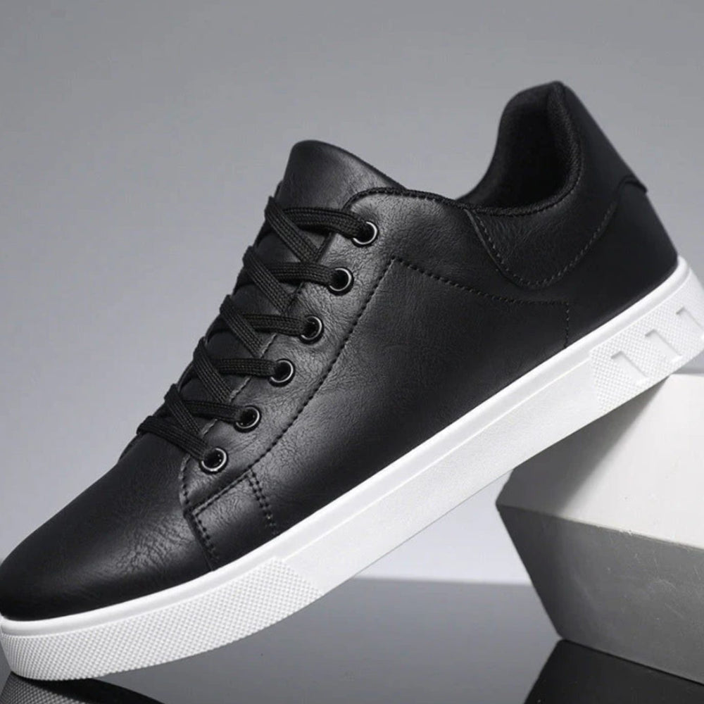 Men's Lace-Up Faux Leather Casual Flatform Trainers