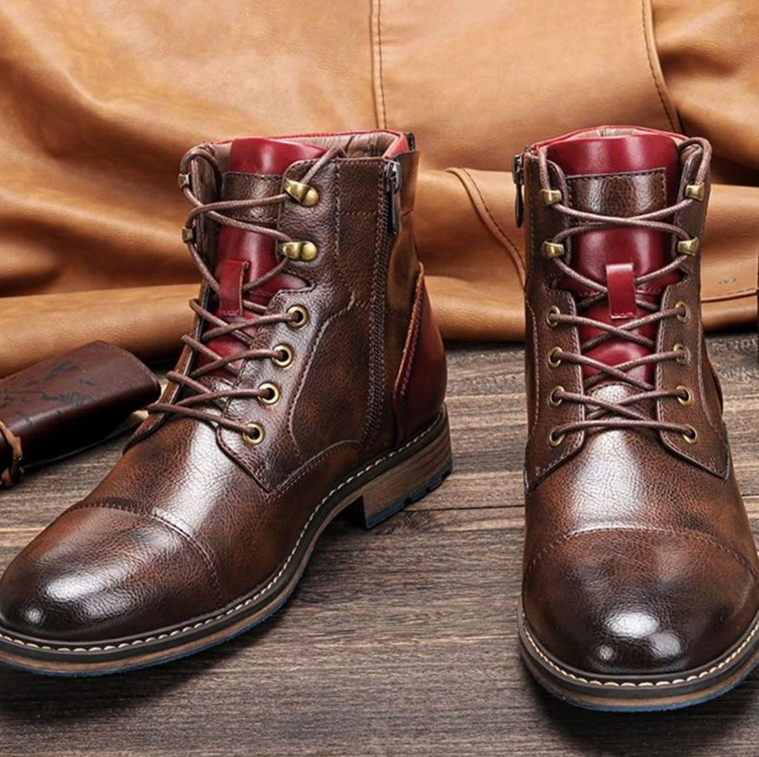Men's Lace-Up Side-Zip Casual Leather Ankle Boots