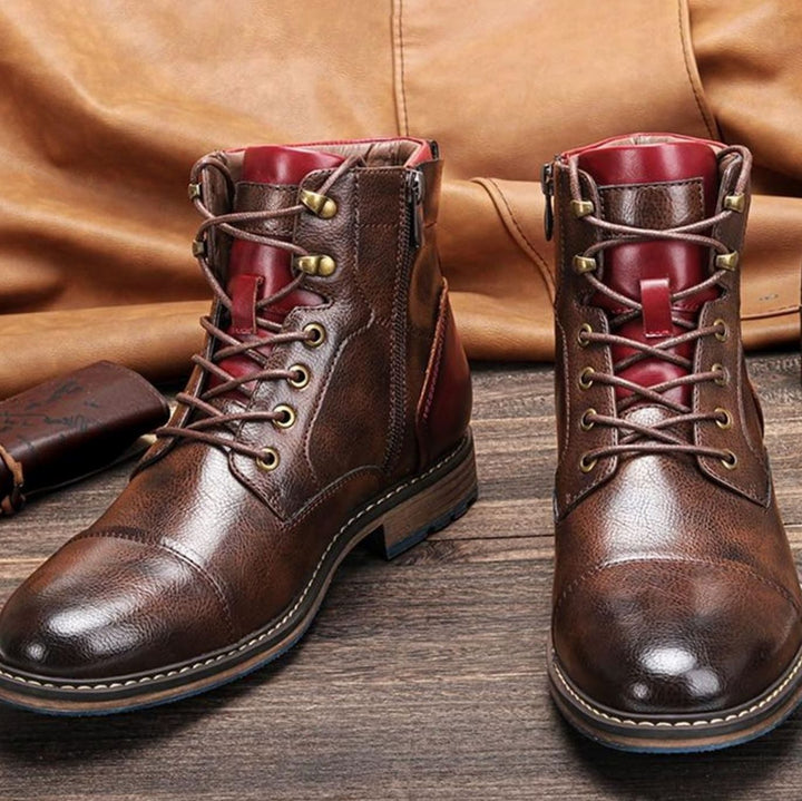 Men's Lace-Up Side-Zip Casual Leather Ankle Boots