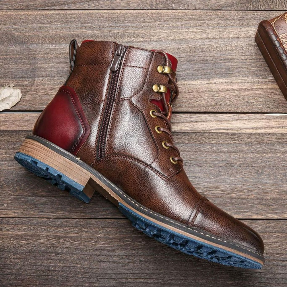 Men's Lace-Up Side-Zip Casual Leather Ankle Boots