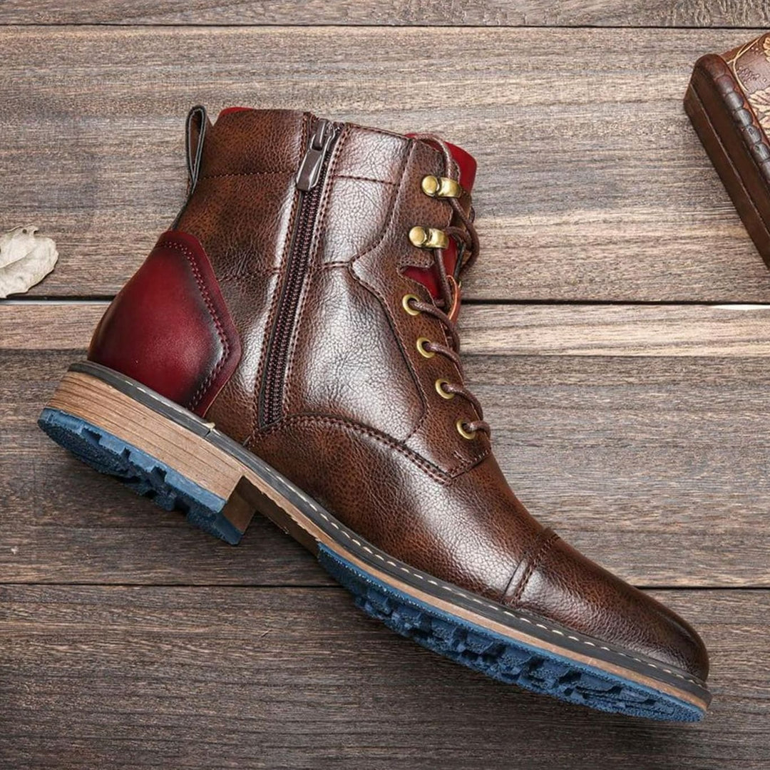 Men's Lace-Up Side-Zip Casual Leather Ankle Boots