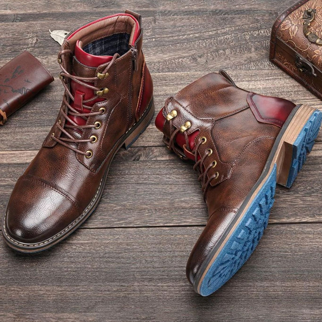 Men's Lace-Up Side-Zip Casual Leather Ankle Boots