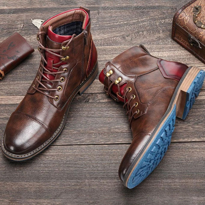 Men's Lace-Up Side-Zip Casual Leather Ankle Boots