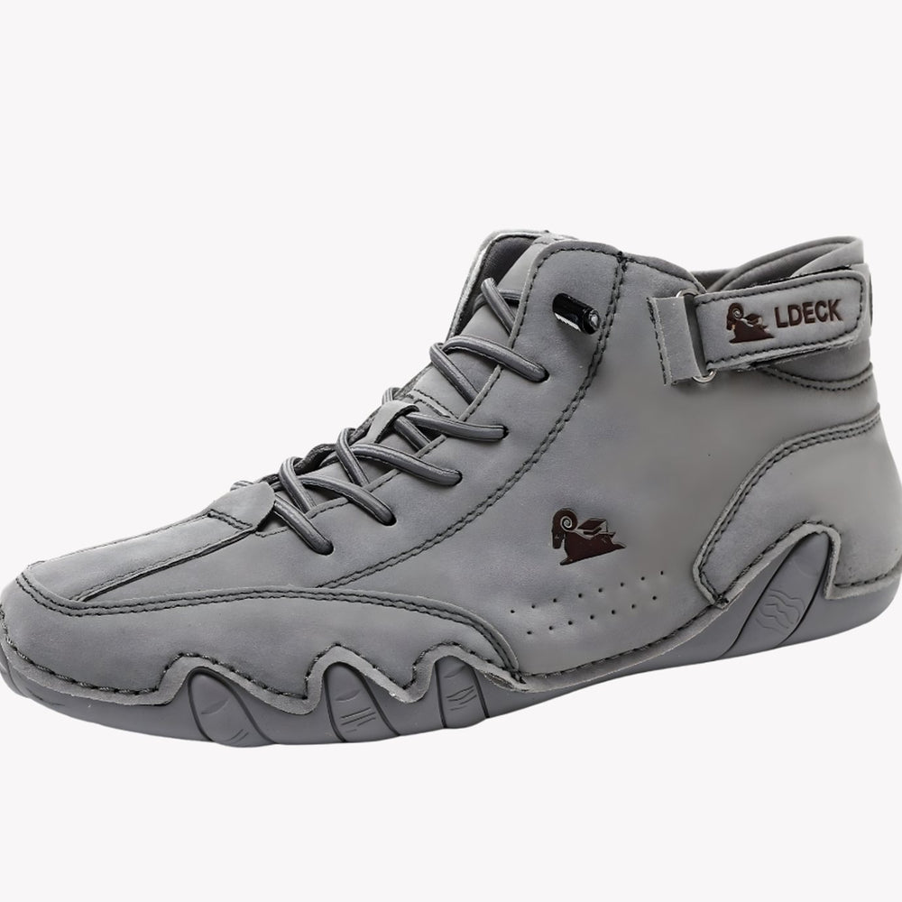 Men's Lightweight Leather Barefoot Lace-Up Casual Trainers