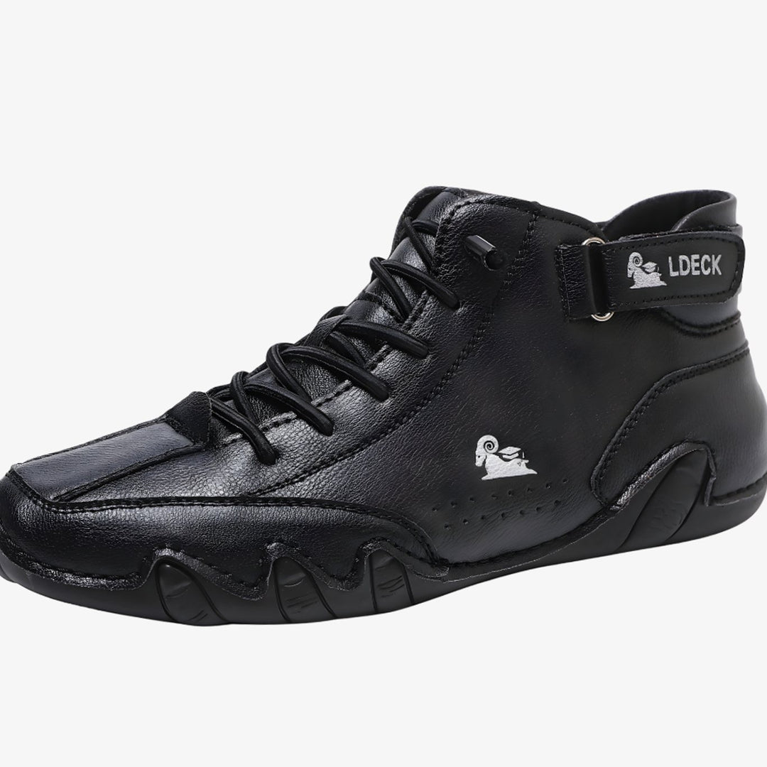 Men's Lightweight Leather Barefoot Lace-Up Casual Trainers