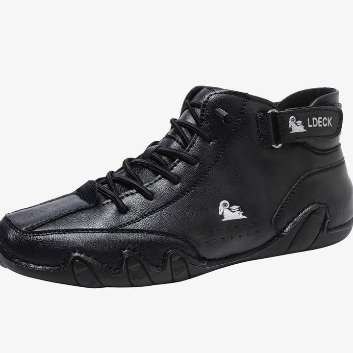 Men's Lightweight Leather Barefoot Lace-Up Casual Trainers