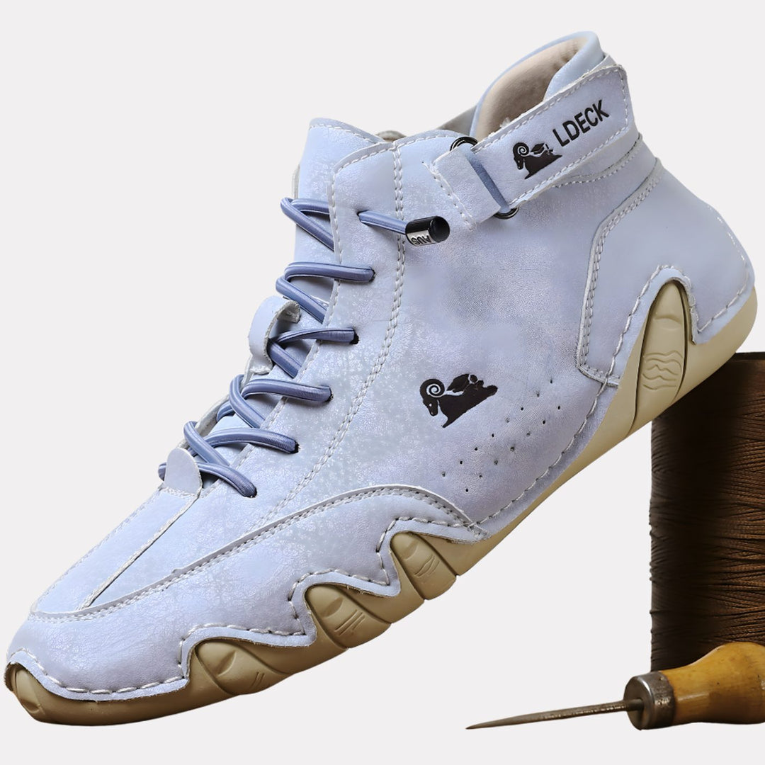 Men's Lightweight Leather Barefoot Lace-Up Casual Trainers