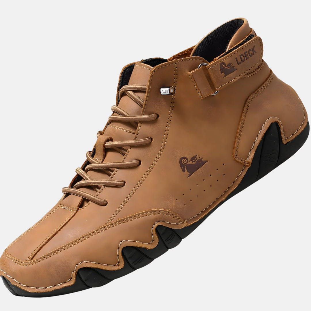 Men's Lightweight Leather Barefoot Lace-Up Casual Trainers