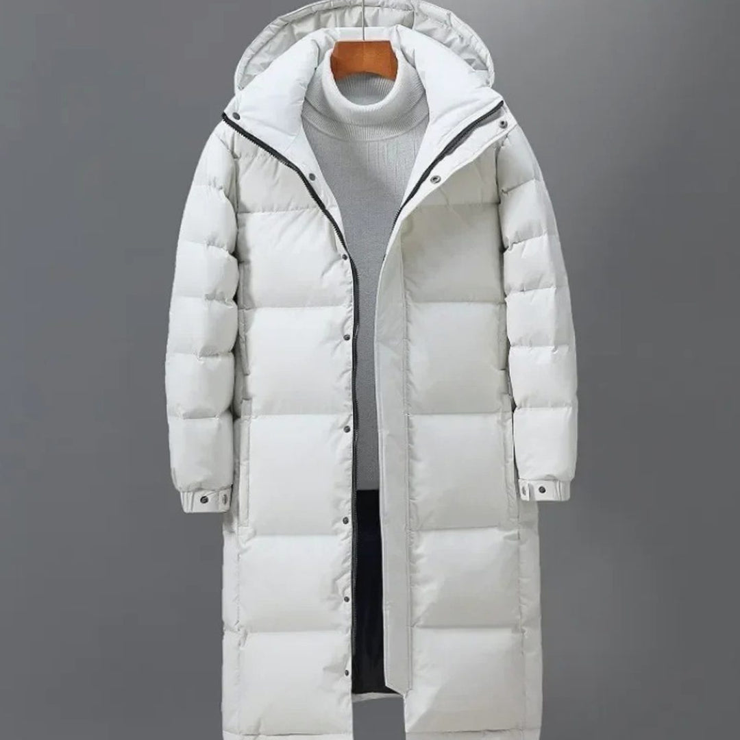 Men's Long Quilted Hooded Puffer Winter Coat