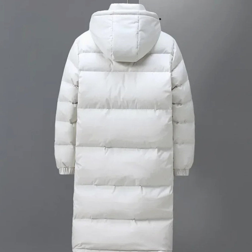 Men's Long Quilted Hooded Puffer Winter Coat