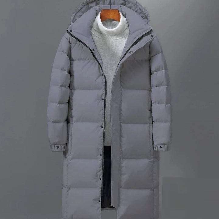 Men's Long Quilted Hooded Puffer Winter Coat