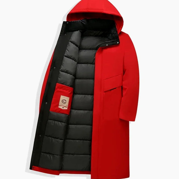 Men's Long Quilted Hooded Winter Parka Coat