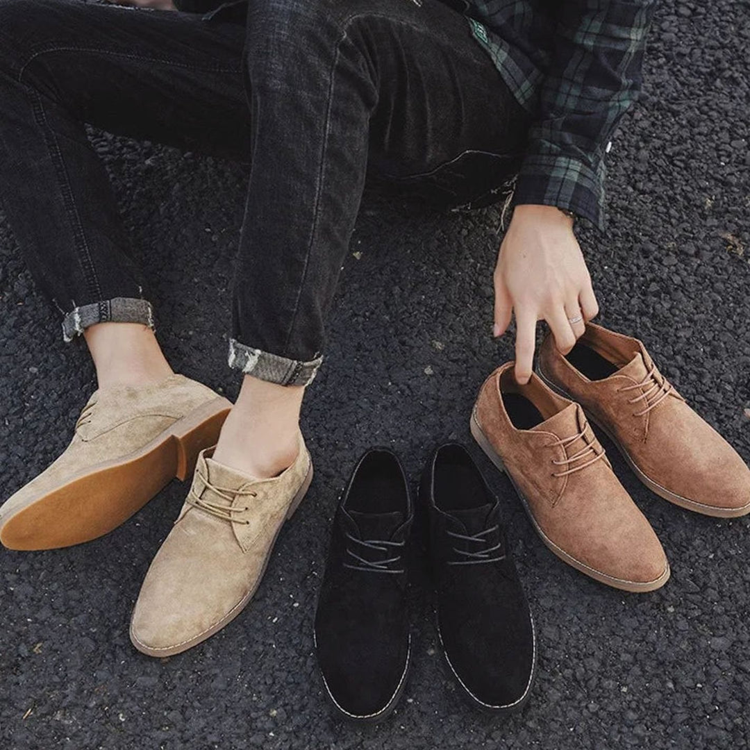 Men's Minimalist Suede Lace-Up Derby Shoes