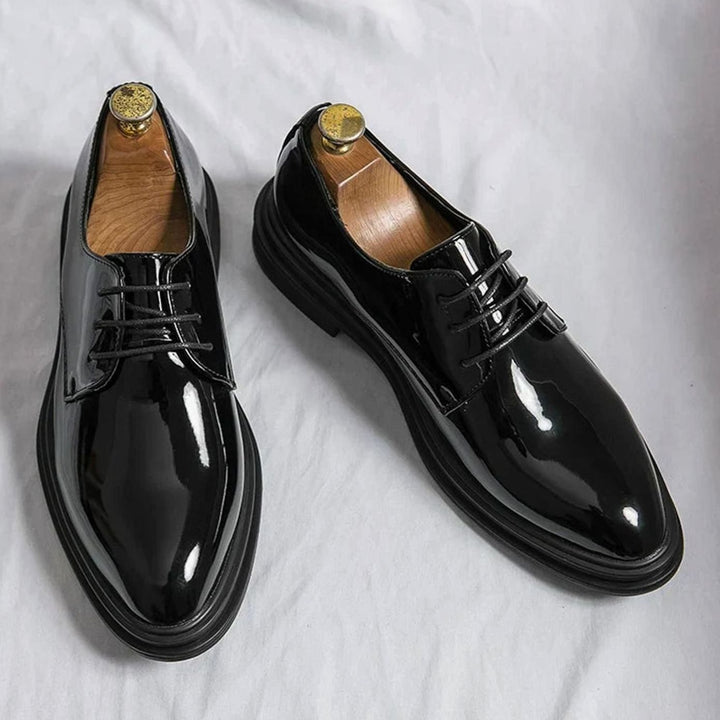 Men's Patent Leather Lace-Up Derby Dress Shoes
