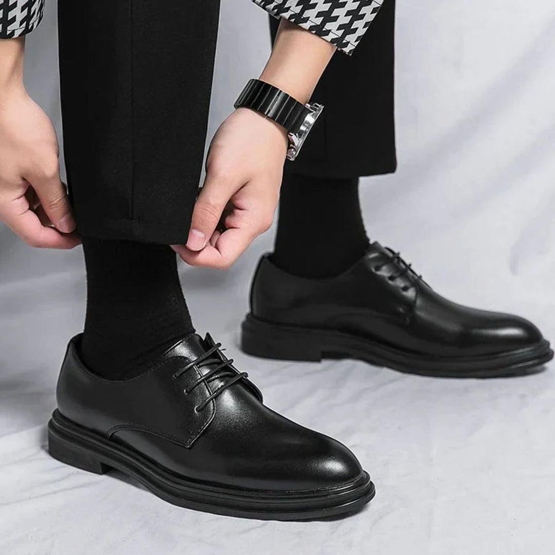 Men's Patent Leather Lace-Up Derby Dress Shoes