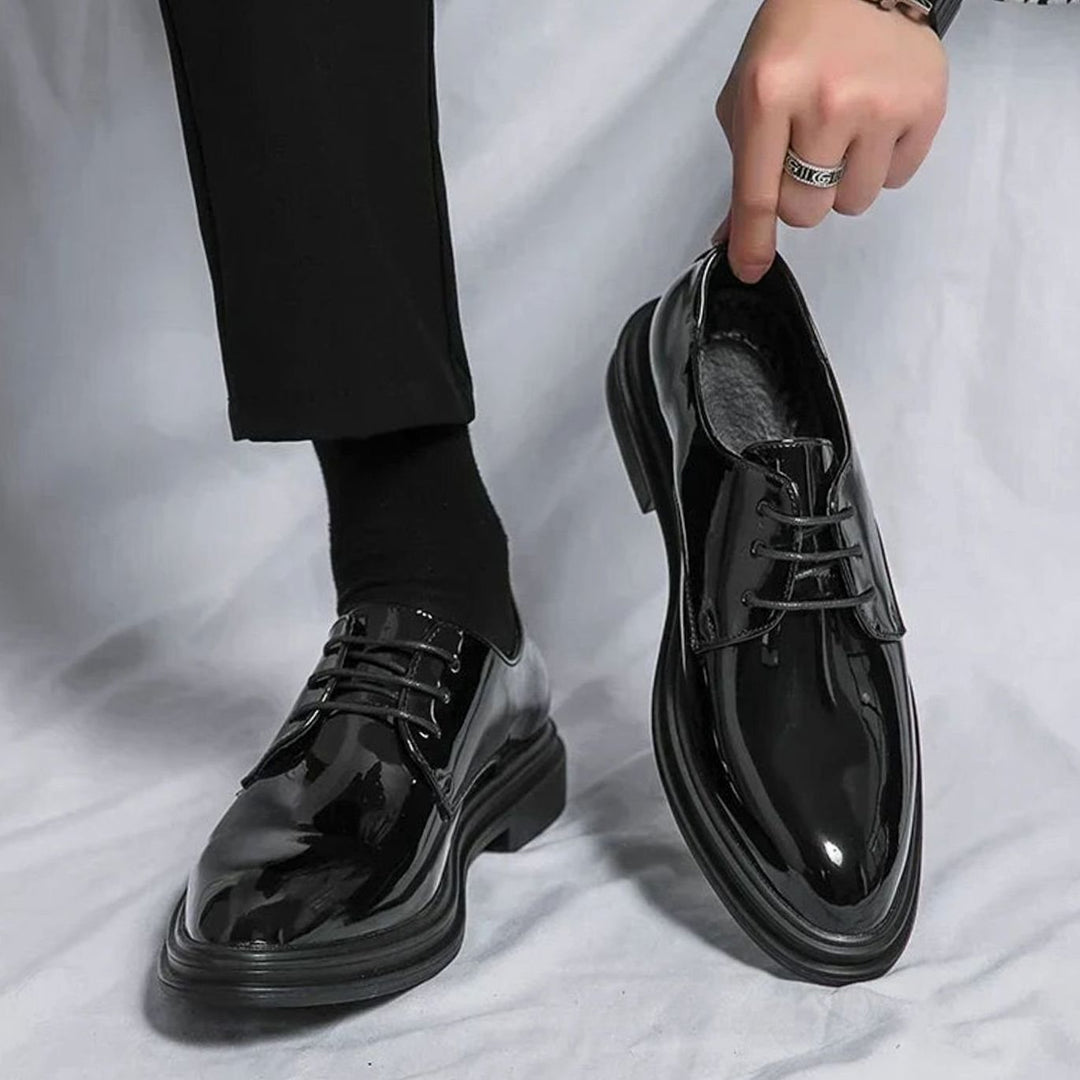Men's Patent Leather Lace-Up Derby Dress Shoes