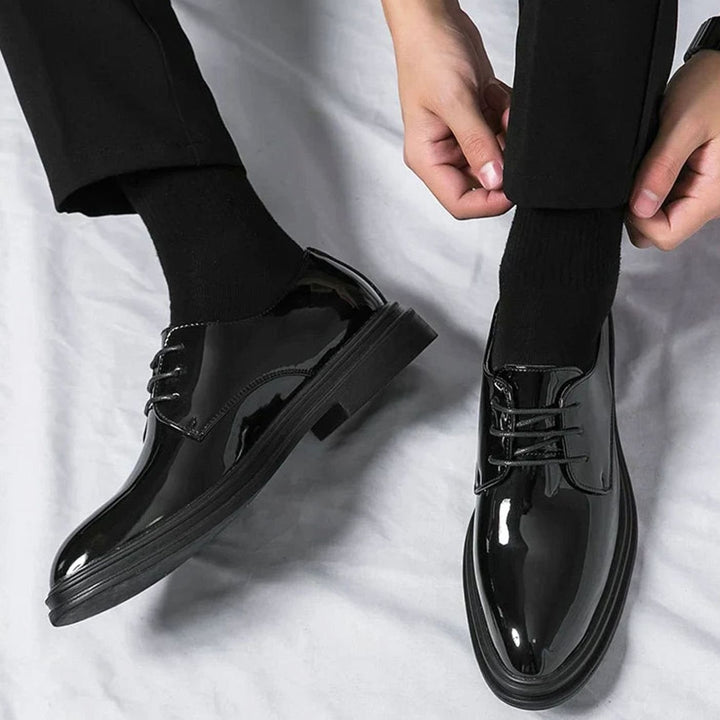 Men's Patent Leather Lace-Up Derby Dress Shoes