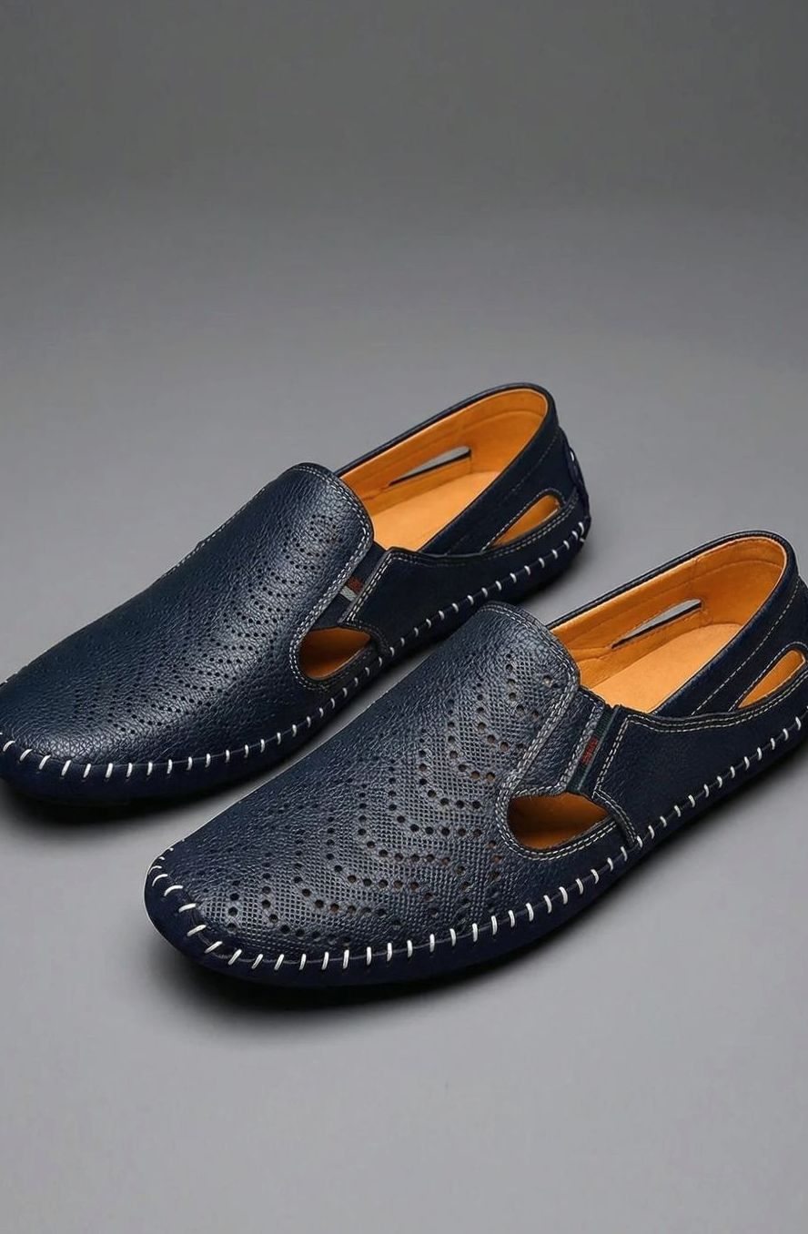 Men's Perforated Hand-Stitched Slip-On Driving Loafers