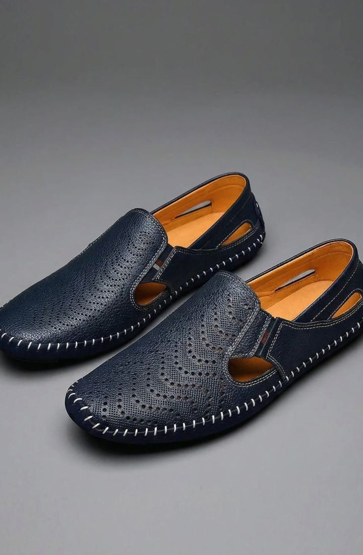 Men's Perforated Hand-Stitched Slip-On Driving Loafers