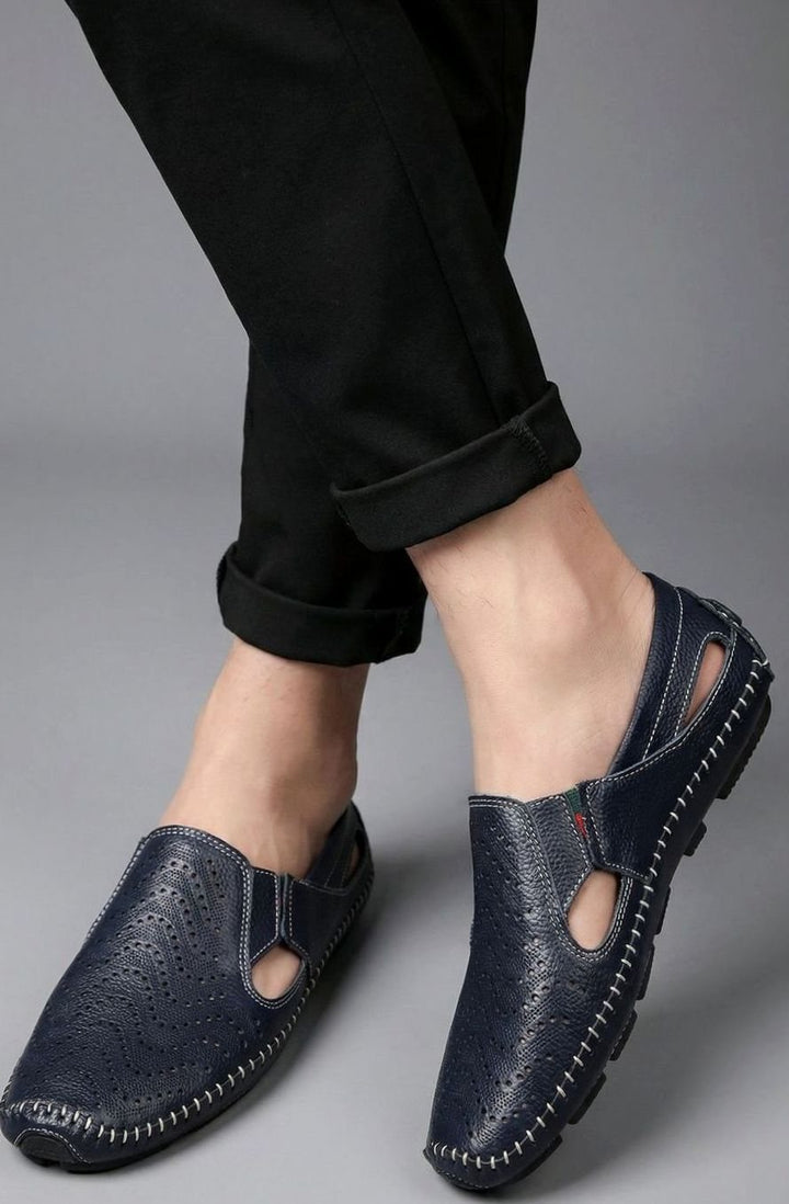 Men's Perforated Hand-Stitched Slip-On Driving Loafers