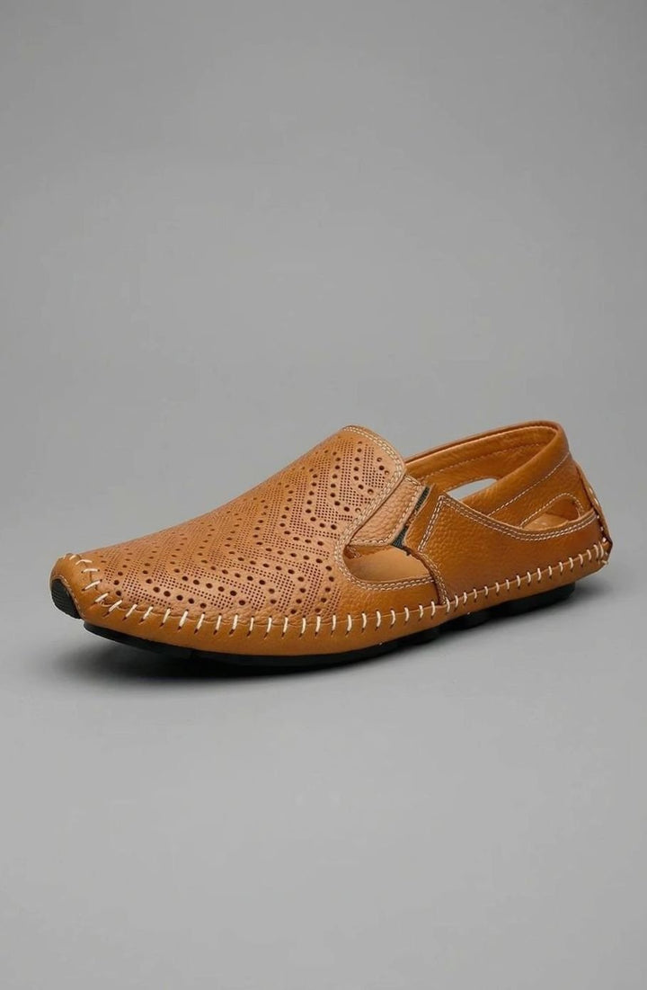 Men's Perforated Hand-Stitched Slip-On Driving Loafers