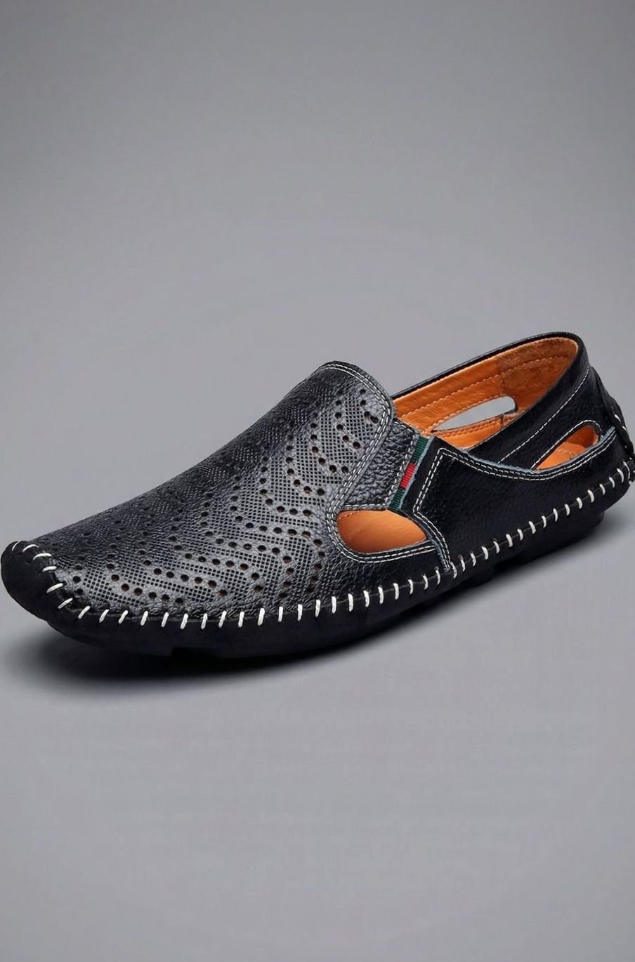 Men's Perforated Hand-Stitched Slip-On Driving Loafers