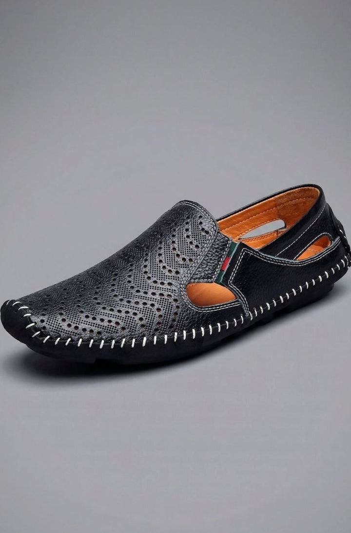 Men's Perforated Hand-Stitched Slip-On Driving Loafers