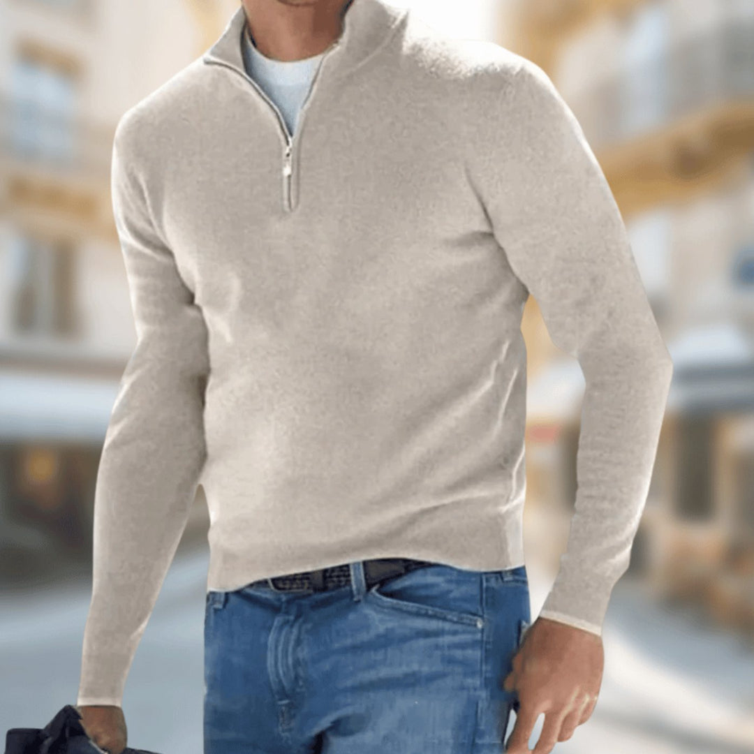 Men's Quarter-Zip Knit Pullover Jumper