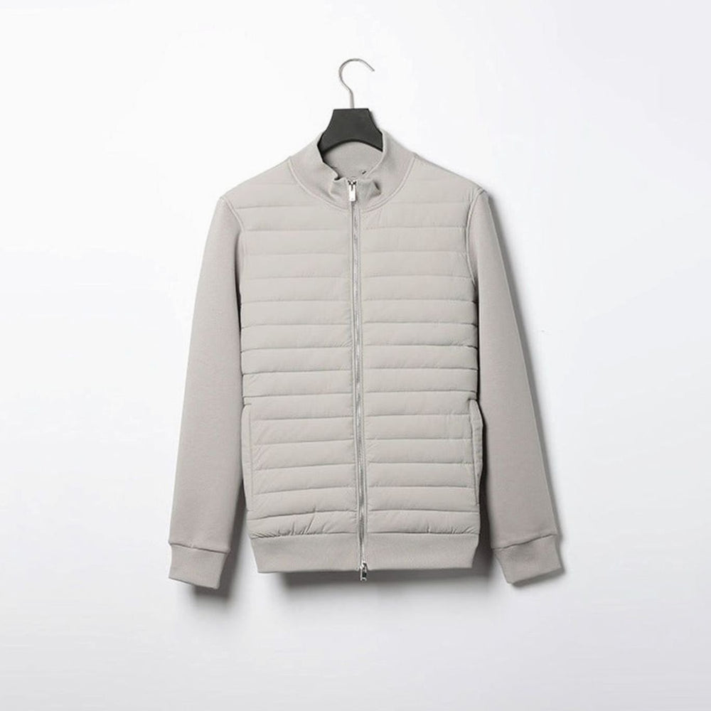 Men's Quilted Front Zip-Up Oversized Knit Cardigan Jacket