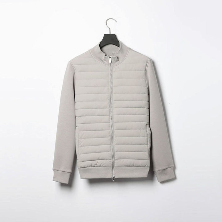 Men's Quilted Front Zip-Up Oversized Knit Cardigan Jacket