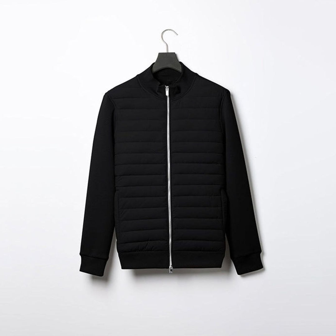 Men's Quilted Front Zip-Up Oversized Knit Cardigan Jacket