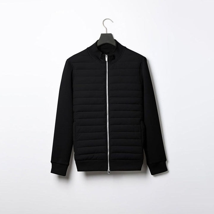 Men's Quilted Front Zip-Up Oversized Knit Cardigan Jacket