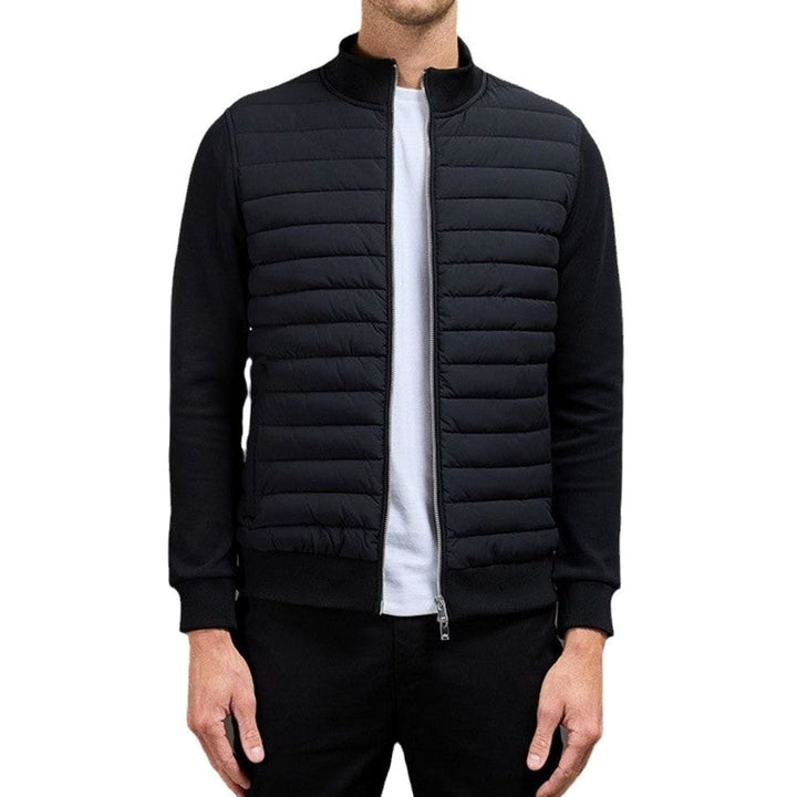 Men's Quilted Front Zip-Up Oversized Knit Cardigan Jacket