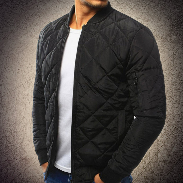 Men's Quilted Lightweight Diamond-Stitch Bomber Jacket