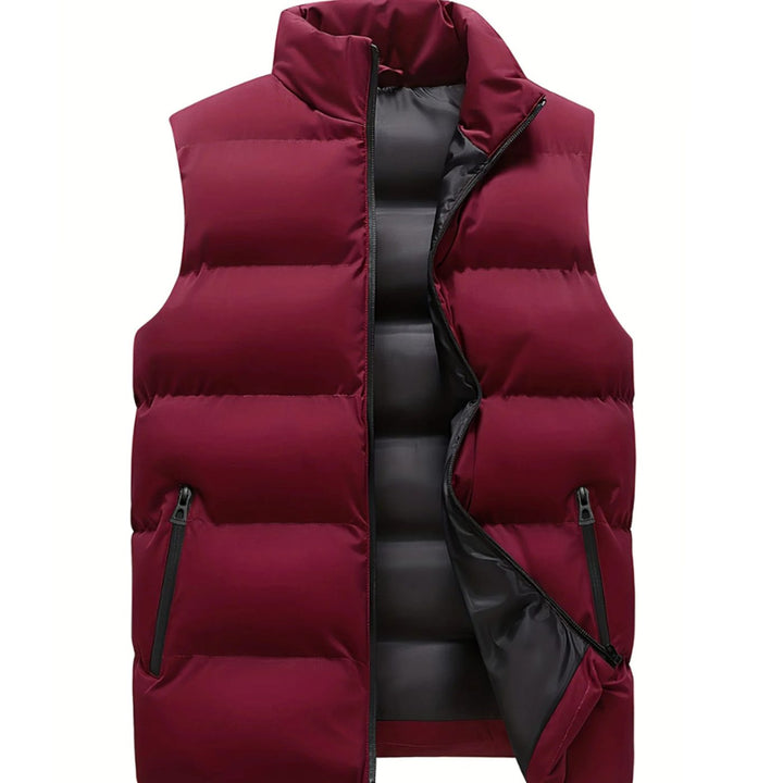 Men's Quilted Zip-Up Padded Gilet Stand Collar Sleeveless Jacket