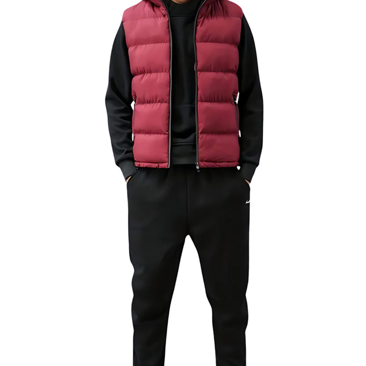 Men's Quilted Zip-Up Padded Gilet Stand Collar Sleeveless Jacket