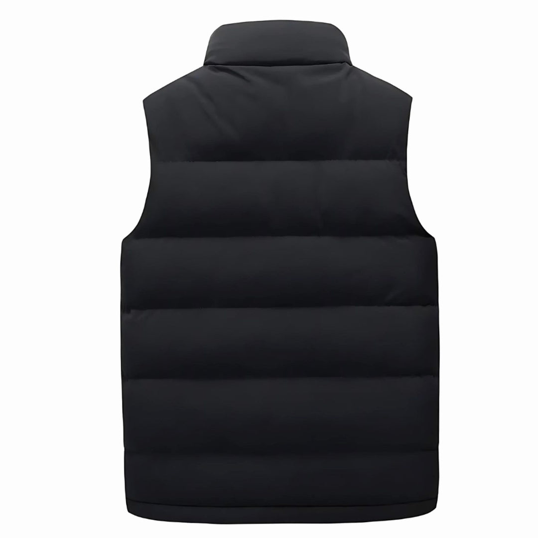Men's Quilted Zip-Up Padded Gilet Stand Collar Sleeveless Jacket