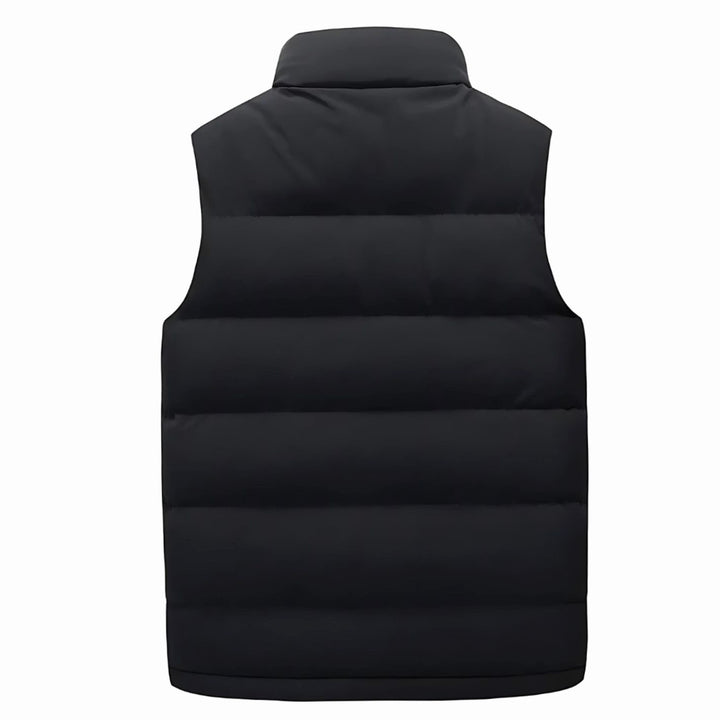 Men's Quilted Zip-Up Padded Gilet Stand Collar Sleeveless Jacket