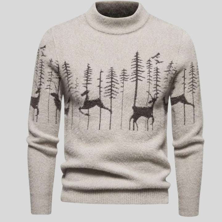 Men's Reindeer Forest Knit Festive Christmas Jumper