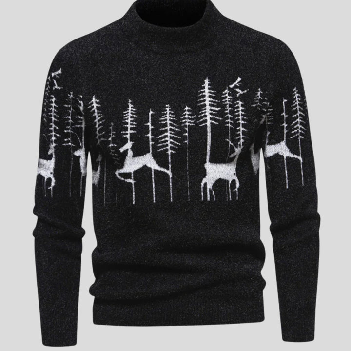 Men's Reindeer Forest Knit Festive Christmas Jumper
