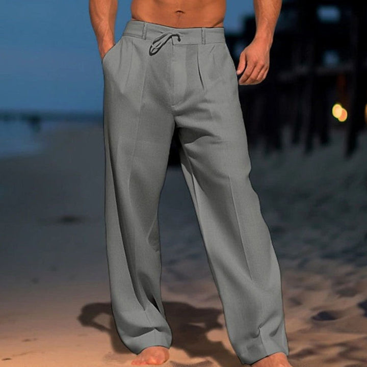 Men's Relaxed-Fit Drawstring Linen-Look Trousers